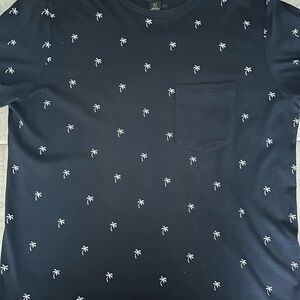 H&M Dark Blue Palm Print Tee